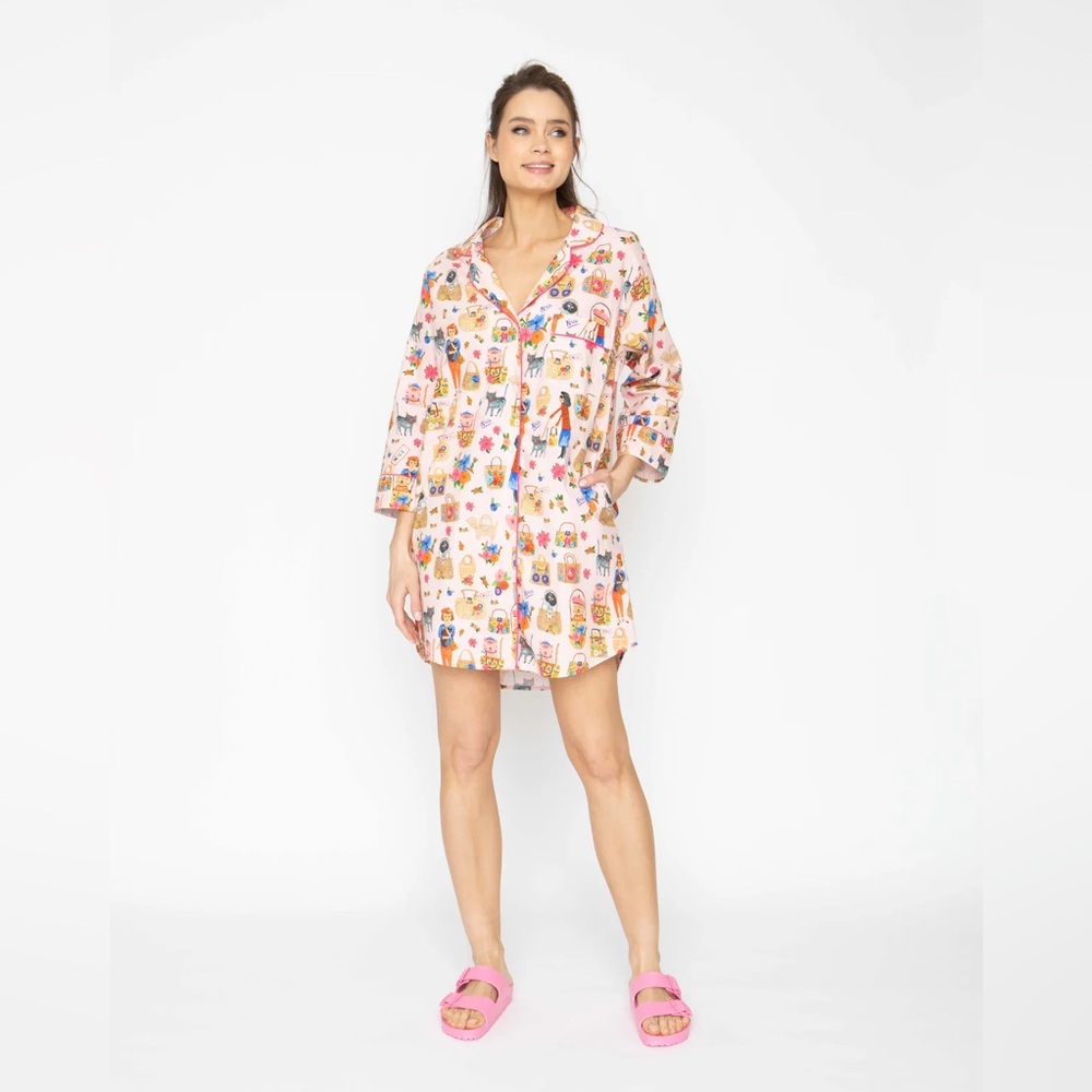Bon Artis “ooh la la cats” long shirt pj size M